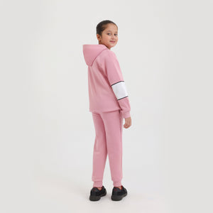 Premium Quality Pink Printed Fleece TrackSuit For Girls