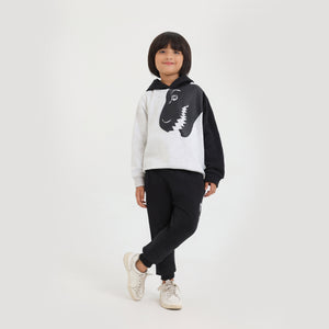 Premium Quality Printed Contrast Sleeve Fleece Suit For Kids