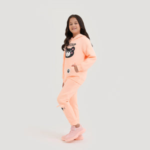 Girls Premium Quality Printed Pink Fleece TrackSuit