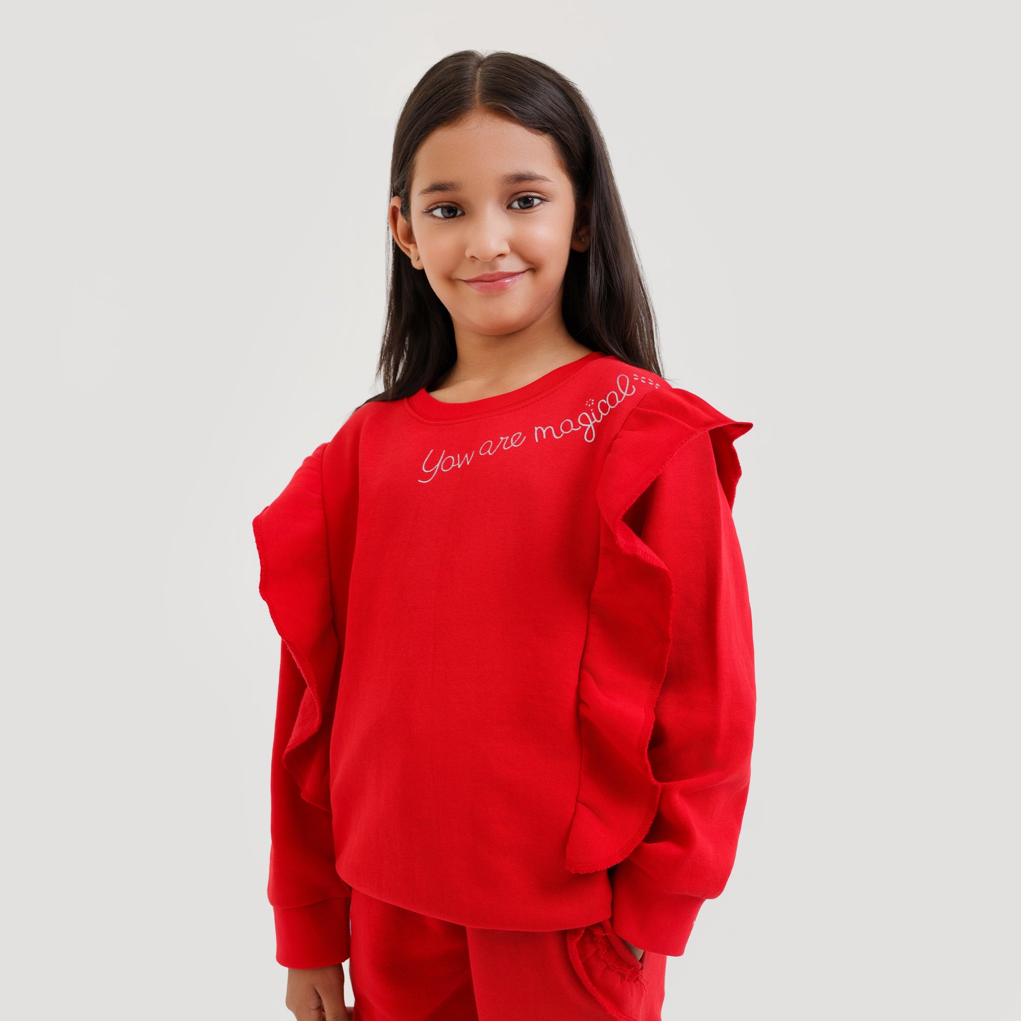 Premium Quality 2 Piece Red Fleece Suit For Girls