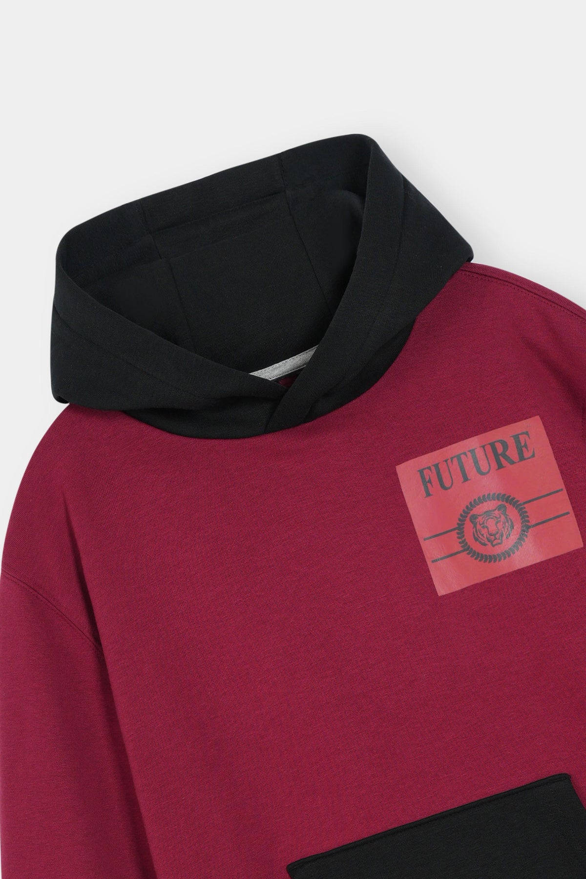 Future Ready Maroon & Black Hoodie For Kids