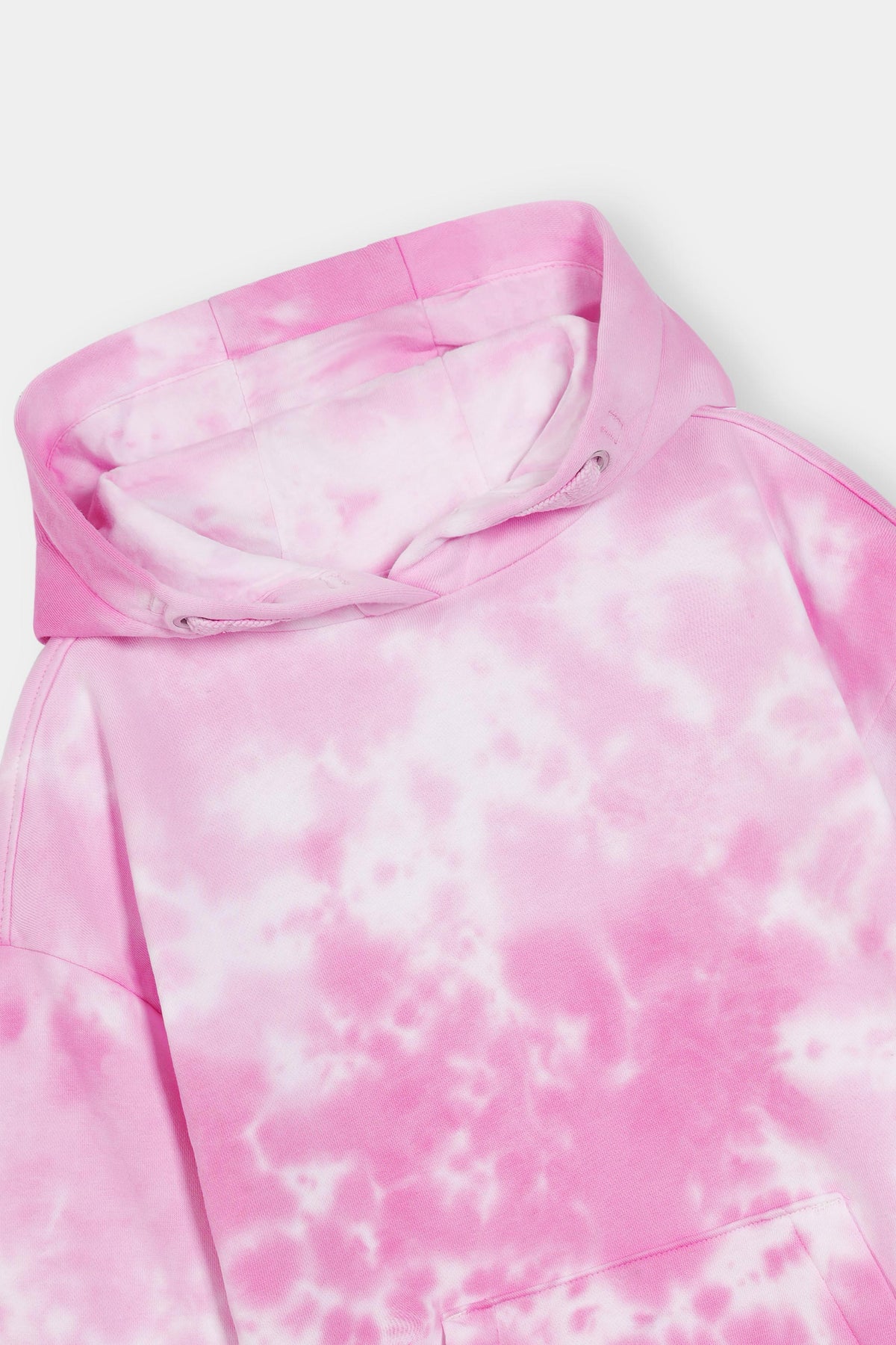 Pink Tie-Dye Hoodie – Pullover Style with Front Kangaroo Pocket For Girls