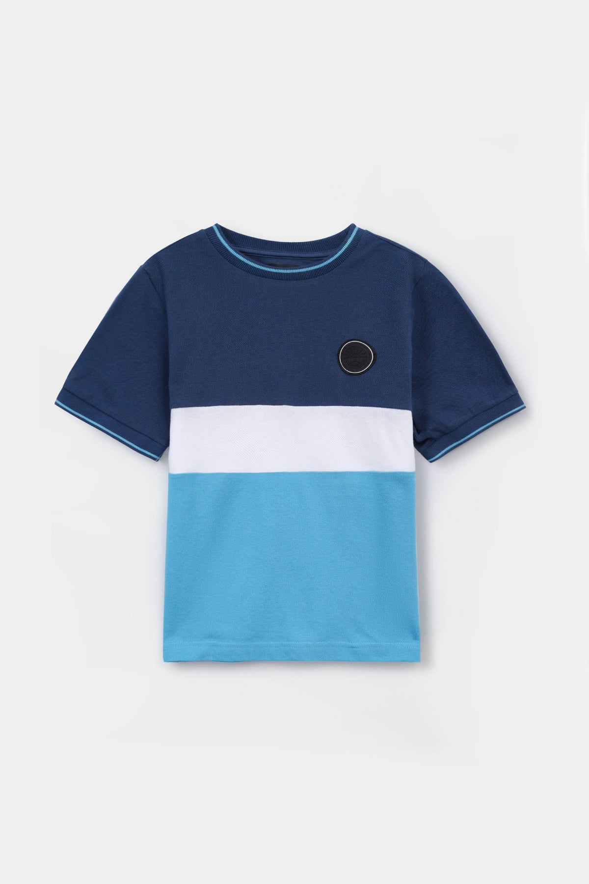 Crew Neck Color Block Soft T-Shirt For Boys