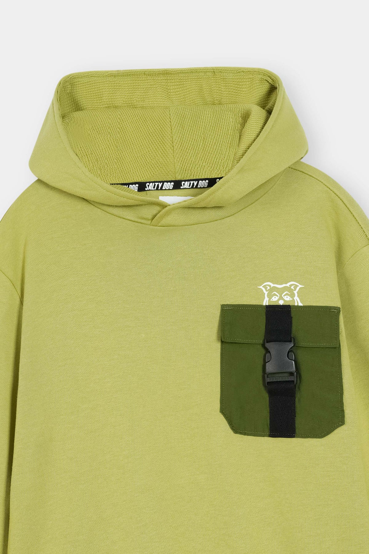 Boys Lime Green Utility Pocket Hoodie For Boys