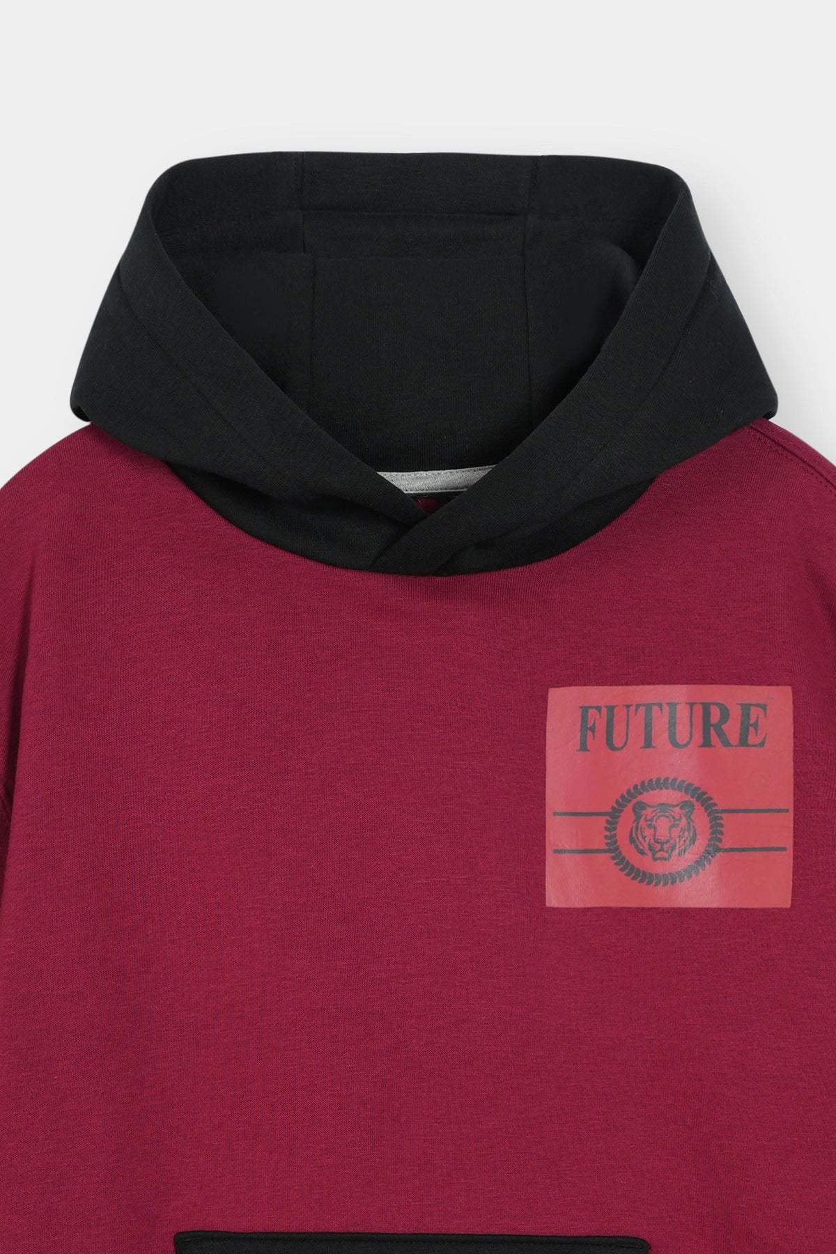 Future Ready Maroon & Black Hoodie For Kids
