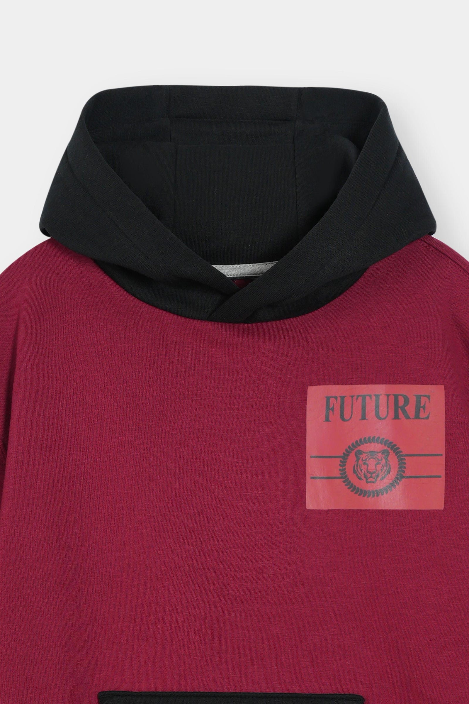 Future Ready Maroon & Black Hoodie For Kids