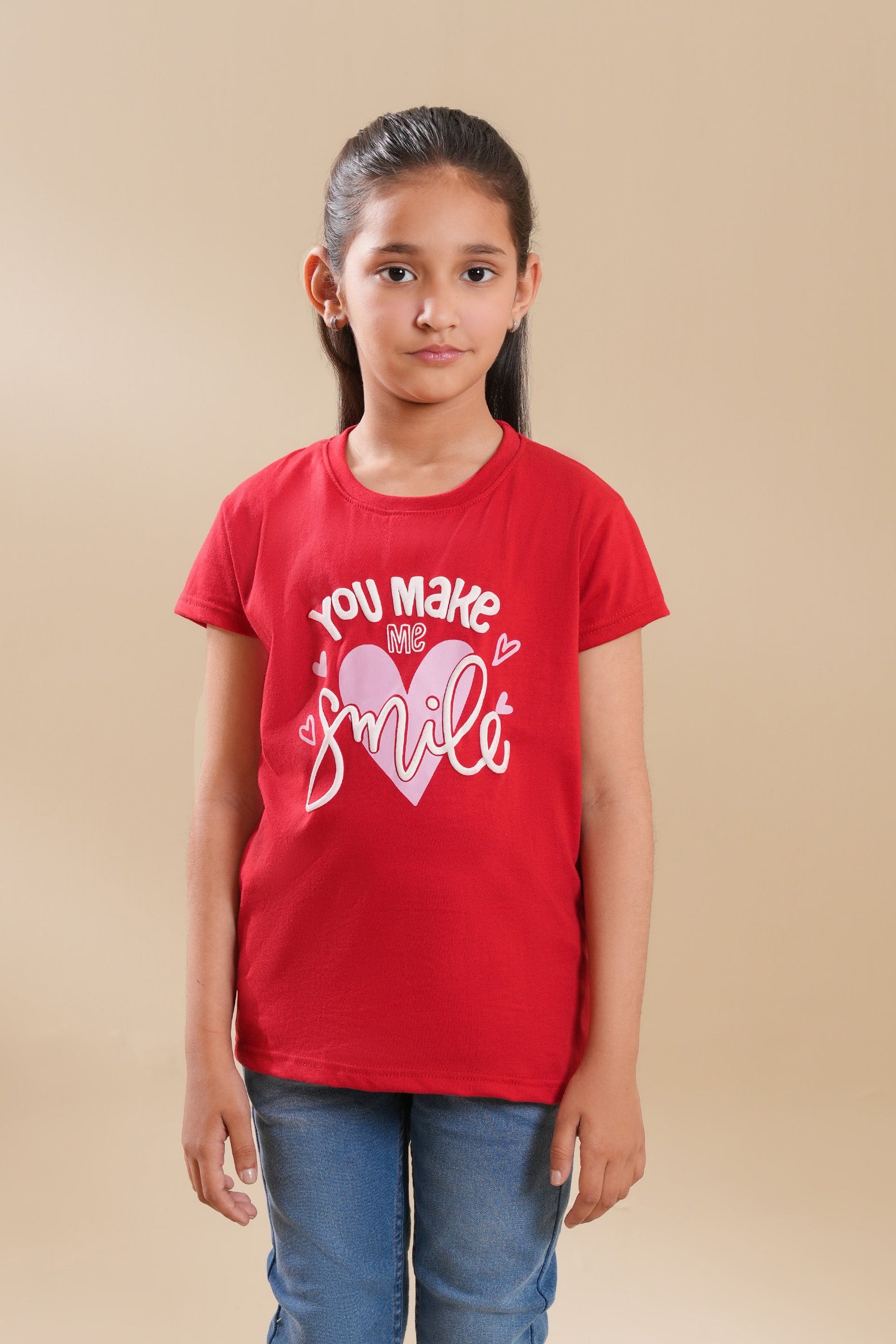 Girls Soft Cotton Heart T Shirt