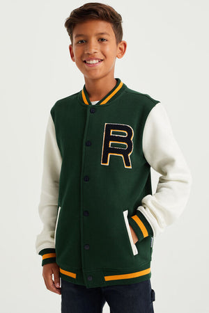 Kids Base Ball Embroidered Fleece Jacket