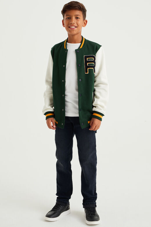 Kids Base Ball Embroidered Fleece Jacket