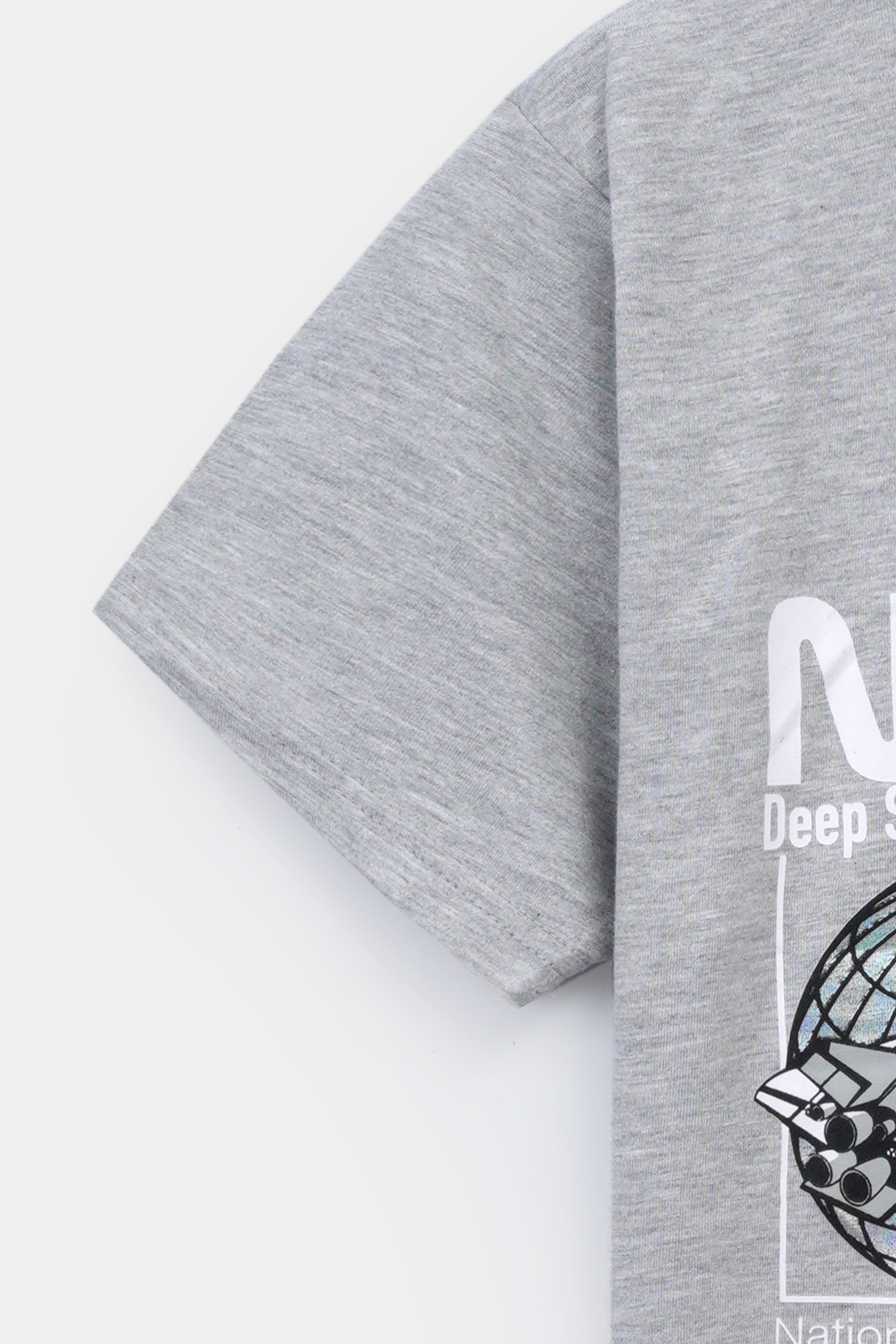 Gray "NASA" Slogan Cotton T-Shirt For Kids