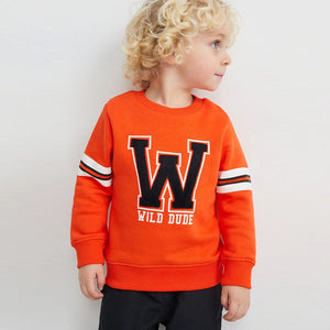 Premium Quality Orange Slogan Soft Fleece Sweatshirt For Kids (121470)