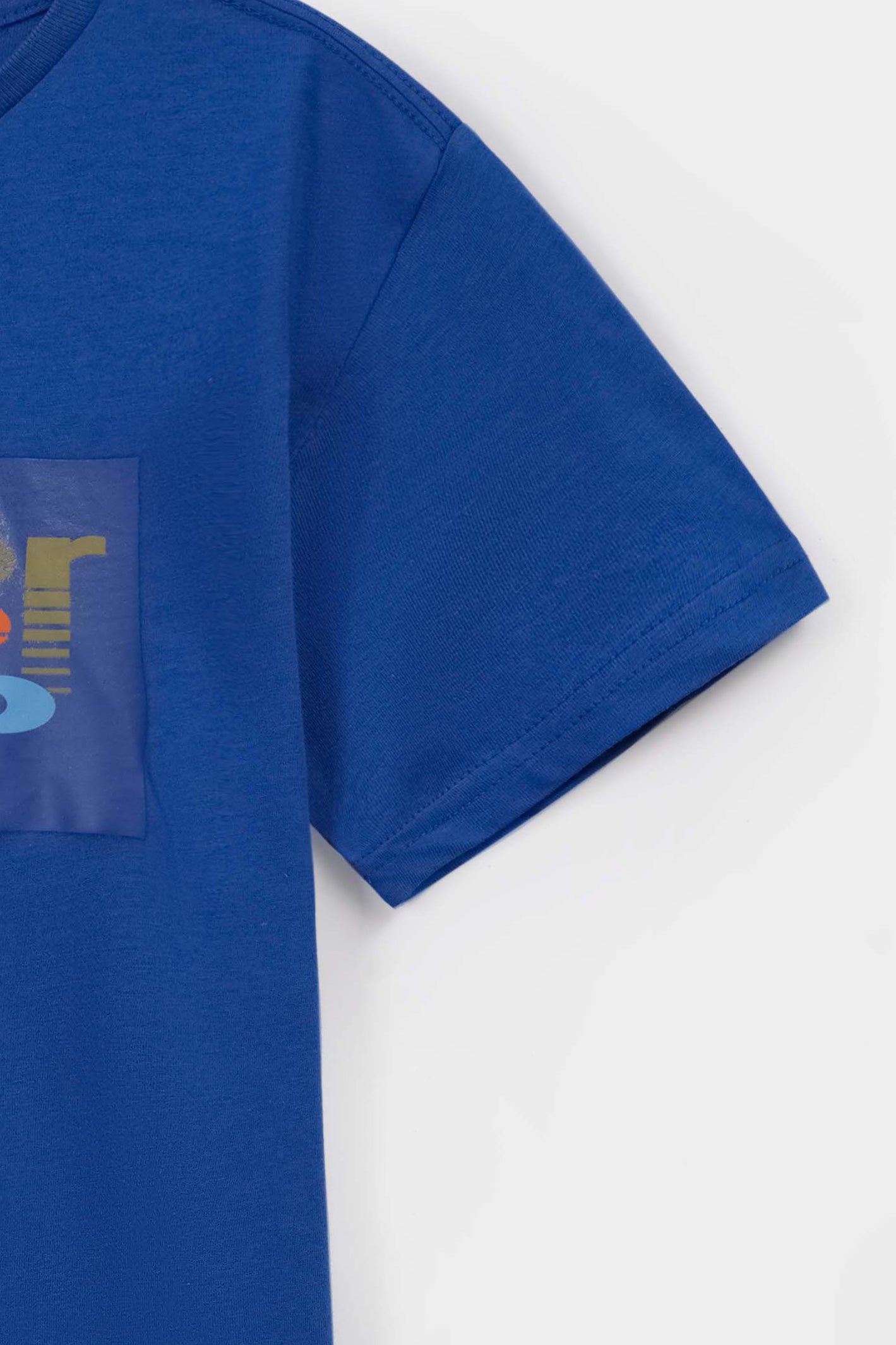 Blue "Never Give Up" Slogan Cotton T-Shirt For Boys