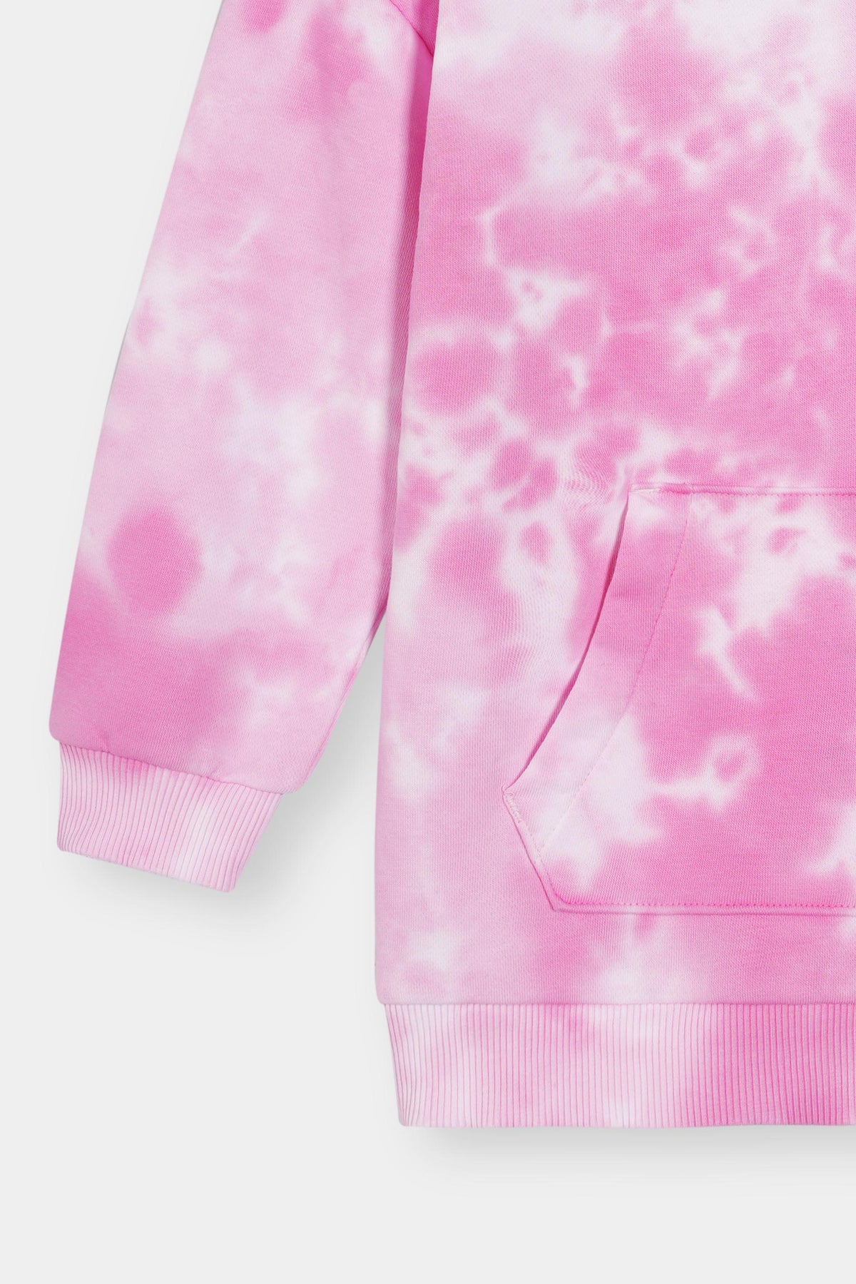 Pink Tie-Dye Hoodie – Pullover Style with Front Kangaroo Pocket For Girls