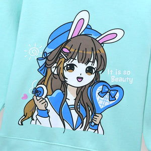 Premium Quality Soft Cotton Graphic Raglan Sleeve Fleece Suit For Girls