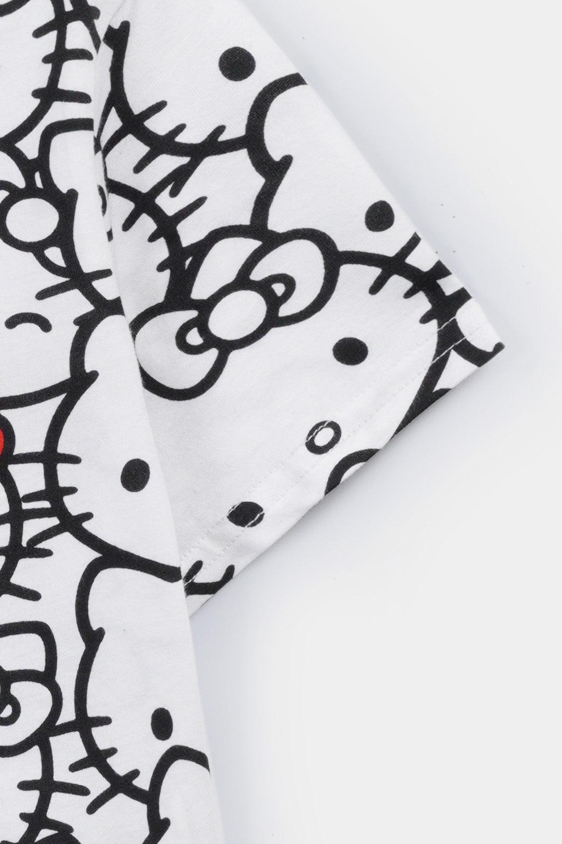 Girls All Over Kitty Printed Soft Cotton White T-Shirt