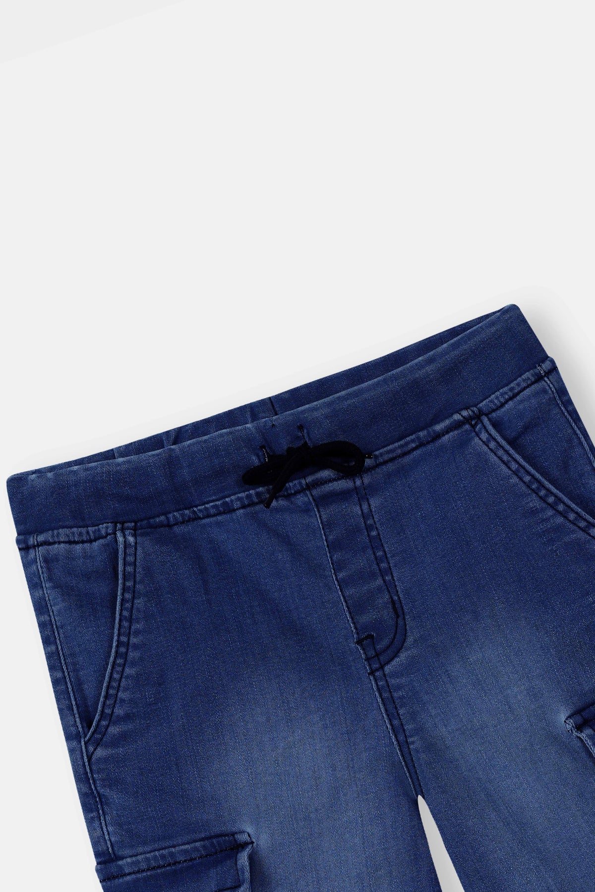 6 Pockets Denim Cargo Shorts Dark Blue