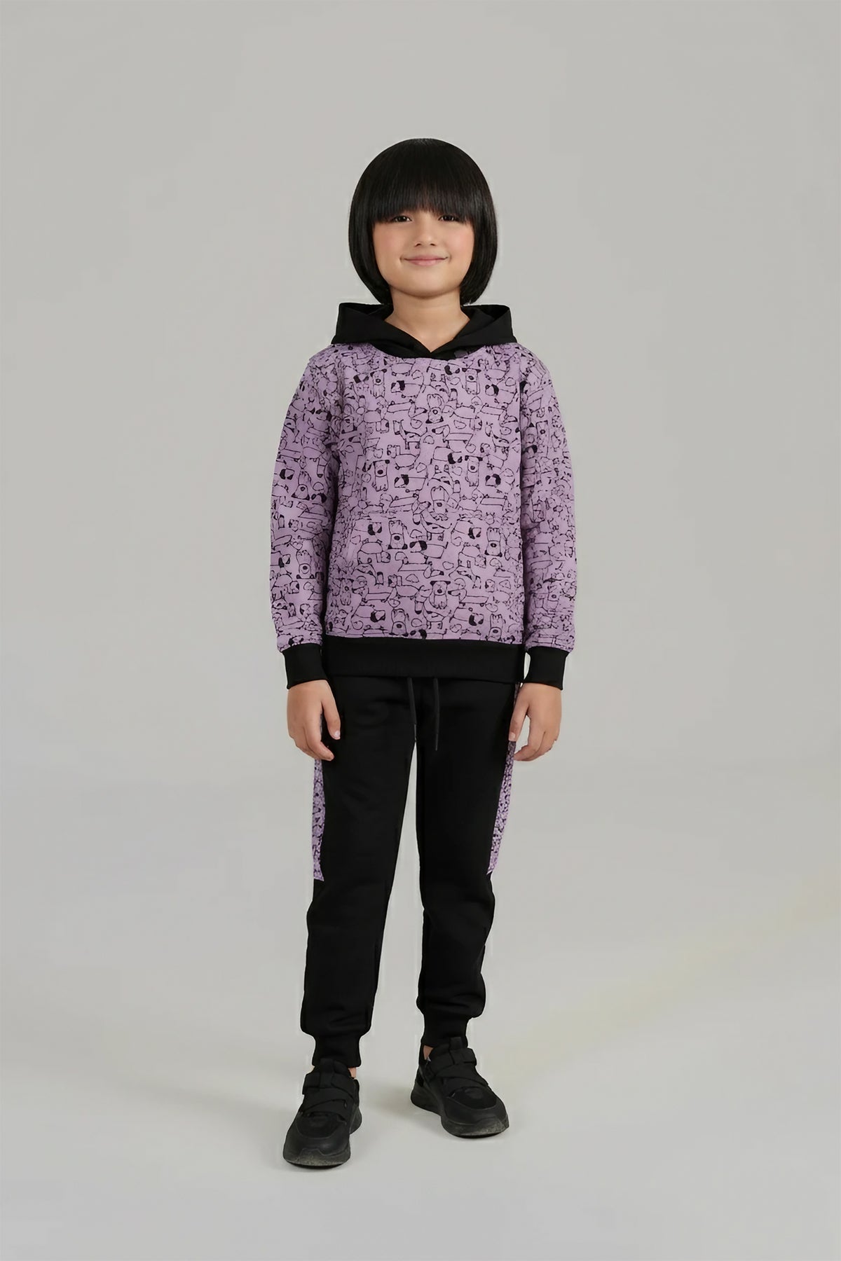 Boys Cozy Cartoon Character Hoodie and Jogger Set for Kids