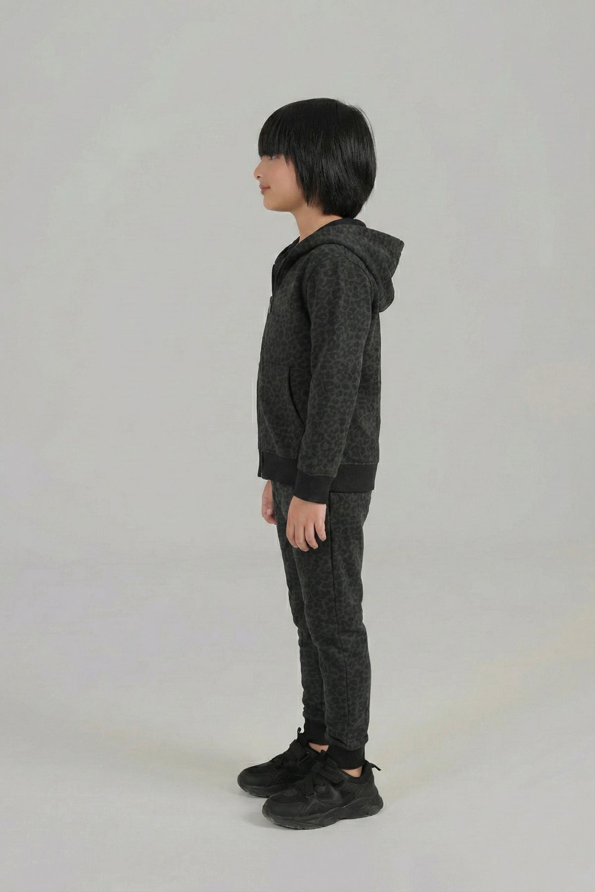 Boys Black Leopard Print Hoodie & Jogger Set