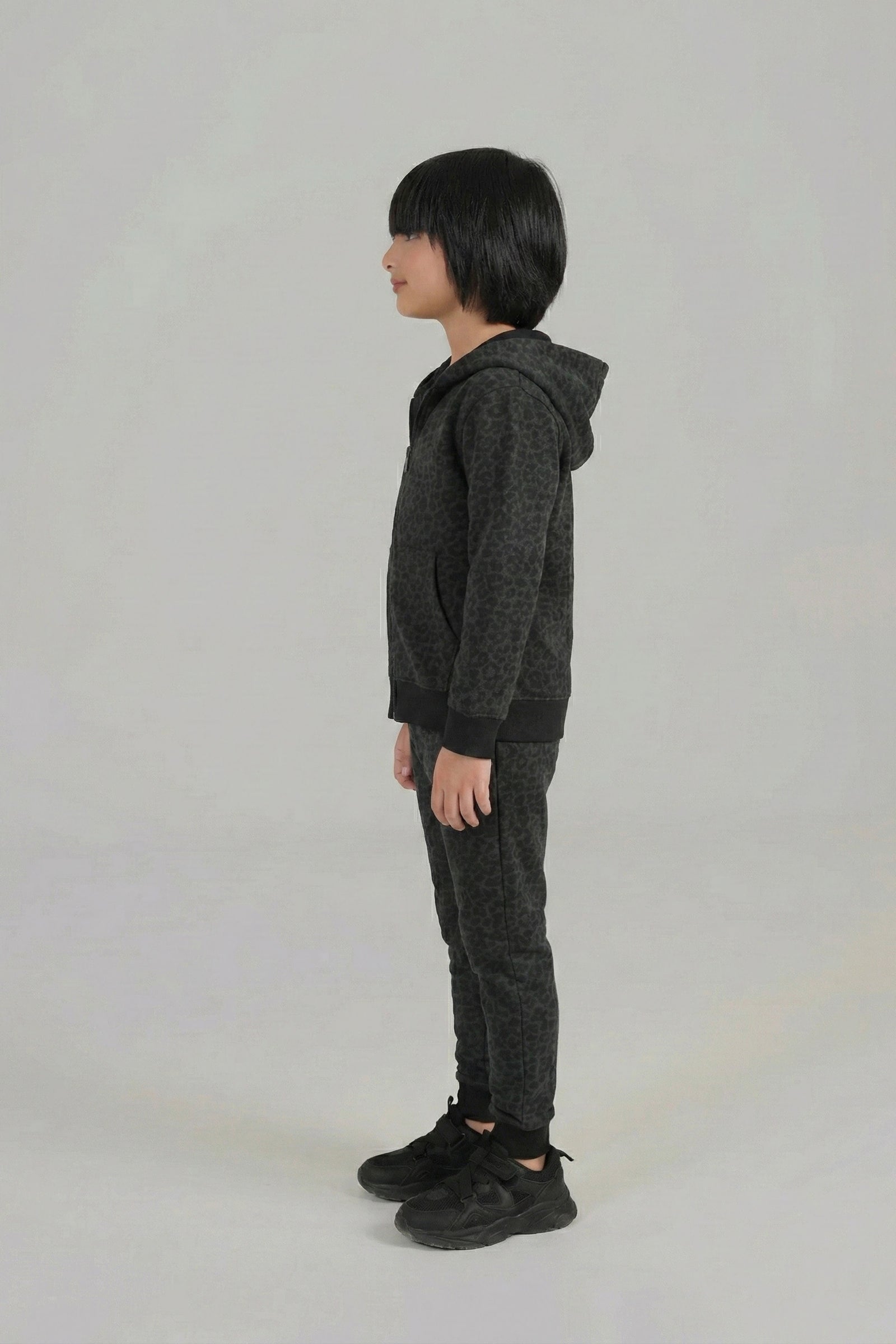 Boys Black Leopard Print Hoodie & Jogger Set