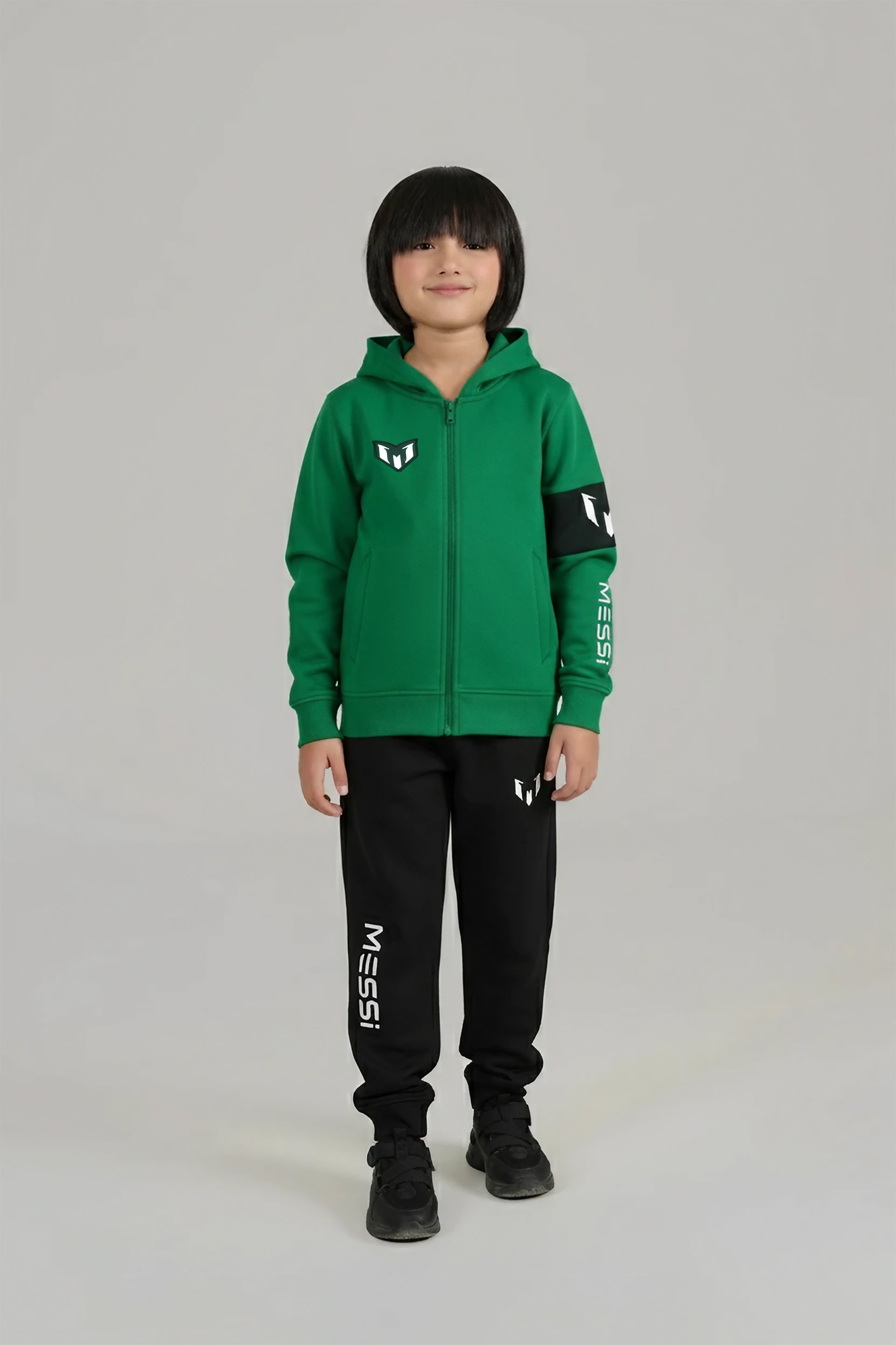 Green Messi Hoodie & Jogger Set For Boys