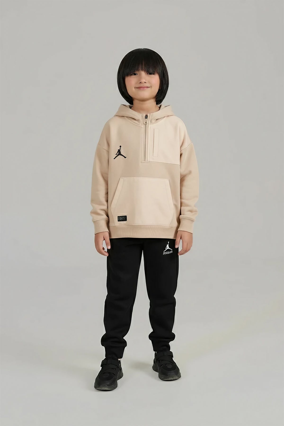 Jordan Essentials Hoodie &amp; Jogger Set – Beige &amp; Black