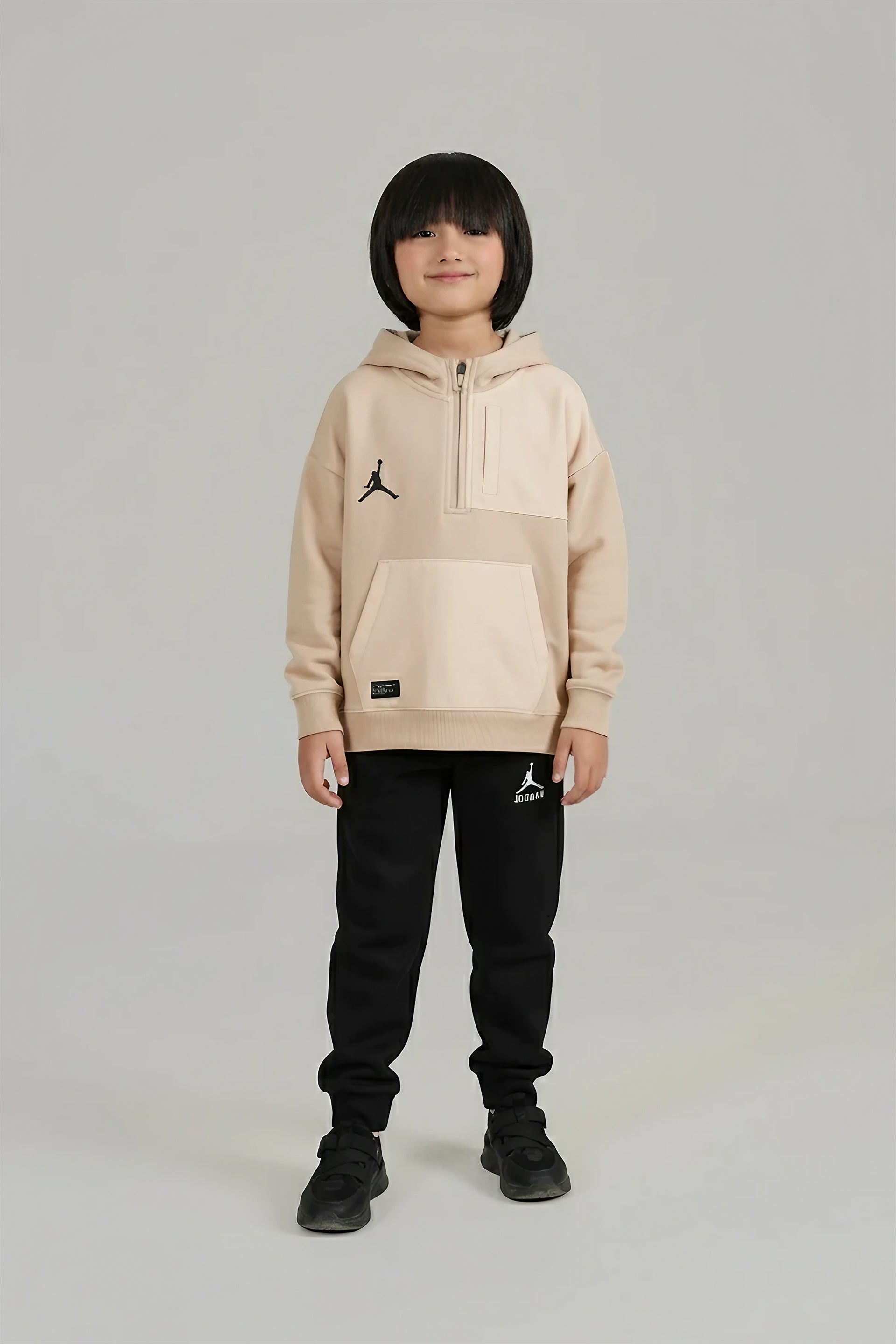 Jordan Essentials Hoodie & Jogger Set – Beige & Black