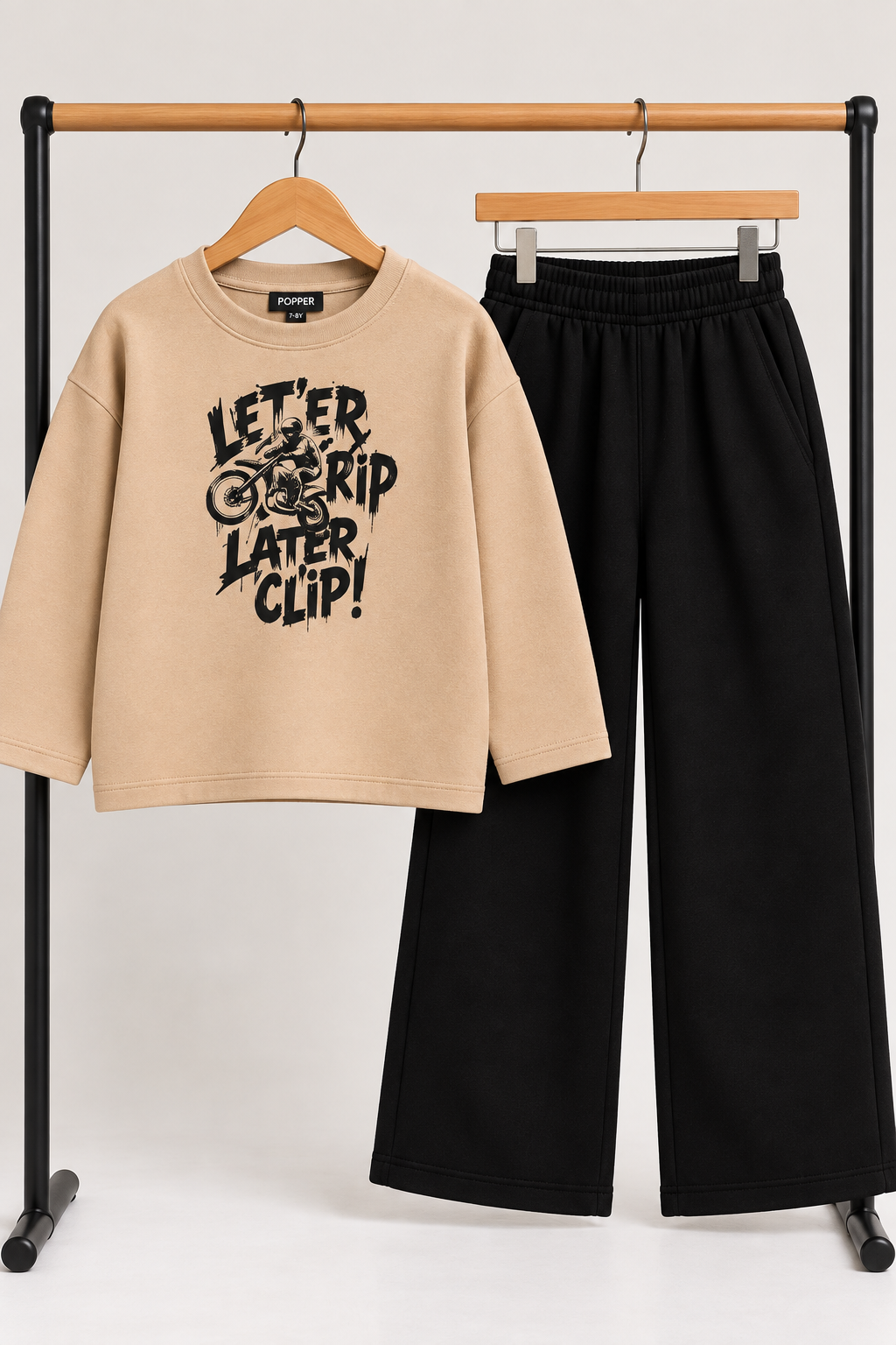 Beige Let’er Rip Fleece Co-Ord Set for Boys
