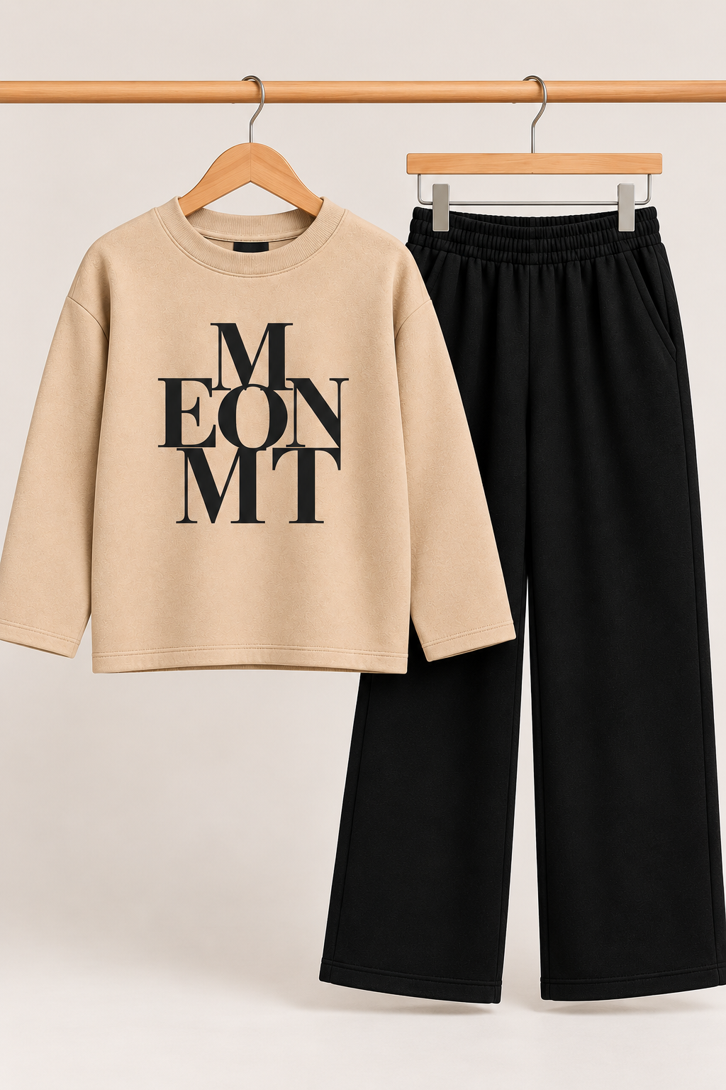 Beige & Black M EON MT Fleece Co-Ord Set for Boys