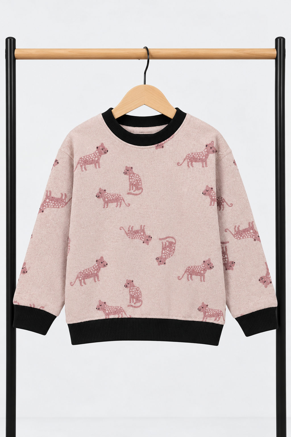 Girls Pink Cat Print Sweatshirt