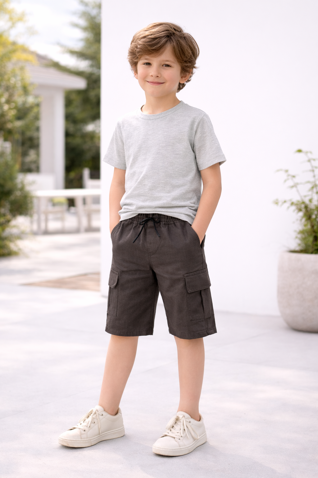 Kids Charcoal Cargo Shorts