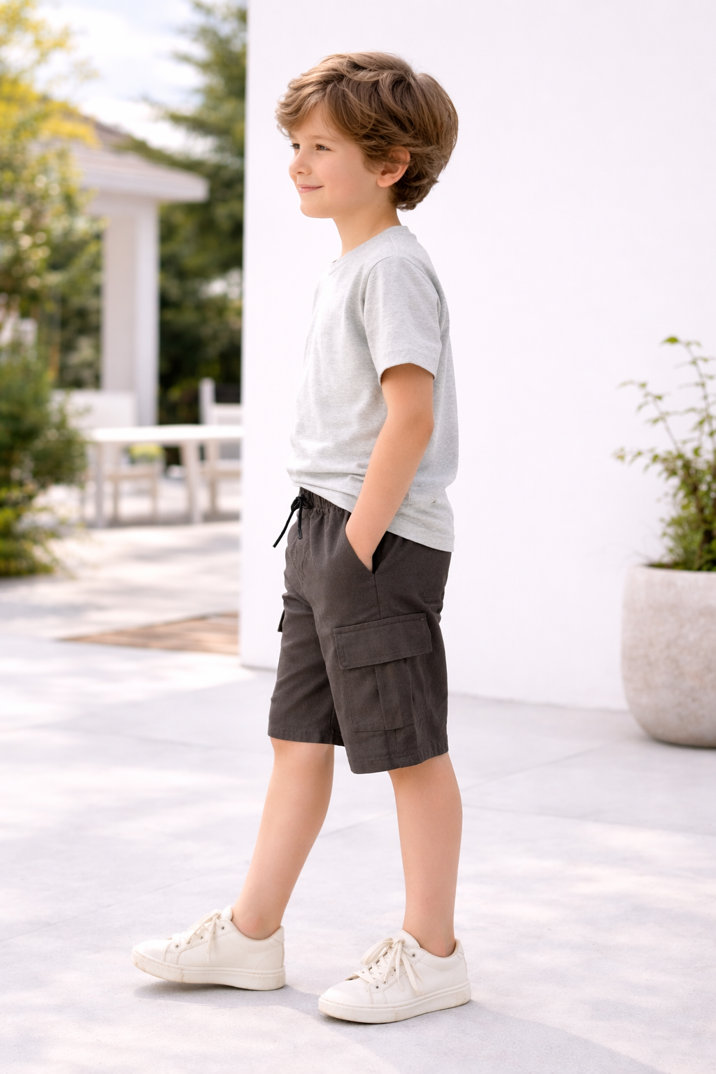 Kids Charcoal Cargo Shorts