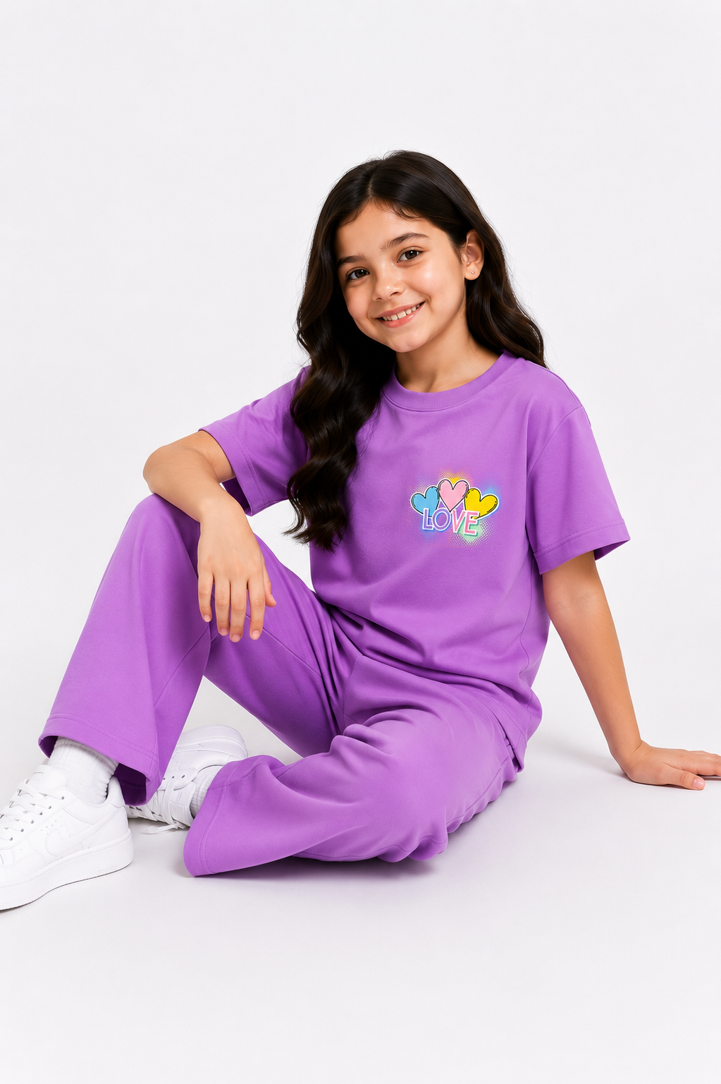 Girls’ LOVE Heart Lavender Co-Ord Set