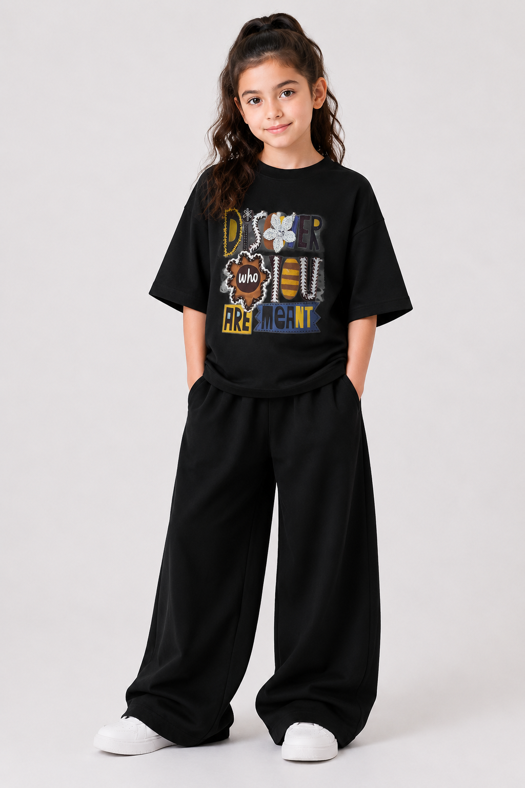 Black Disorder Graphic Drop-Shoulder Co-Ord Set