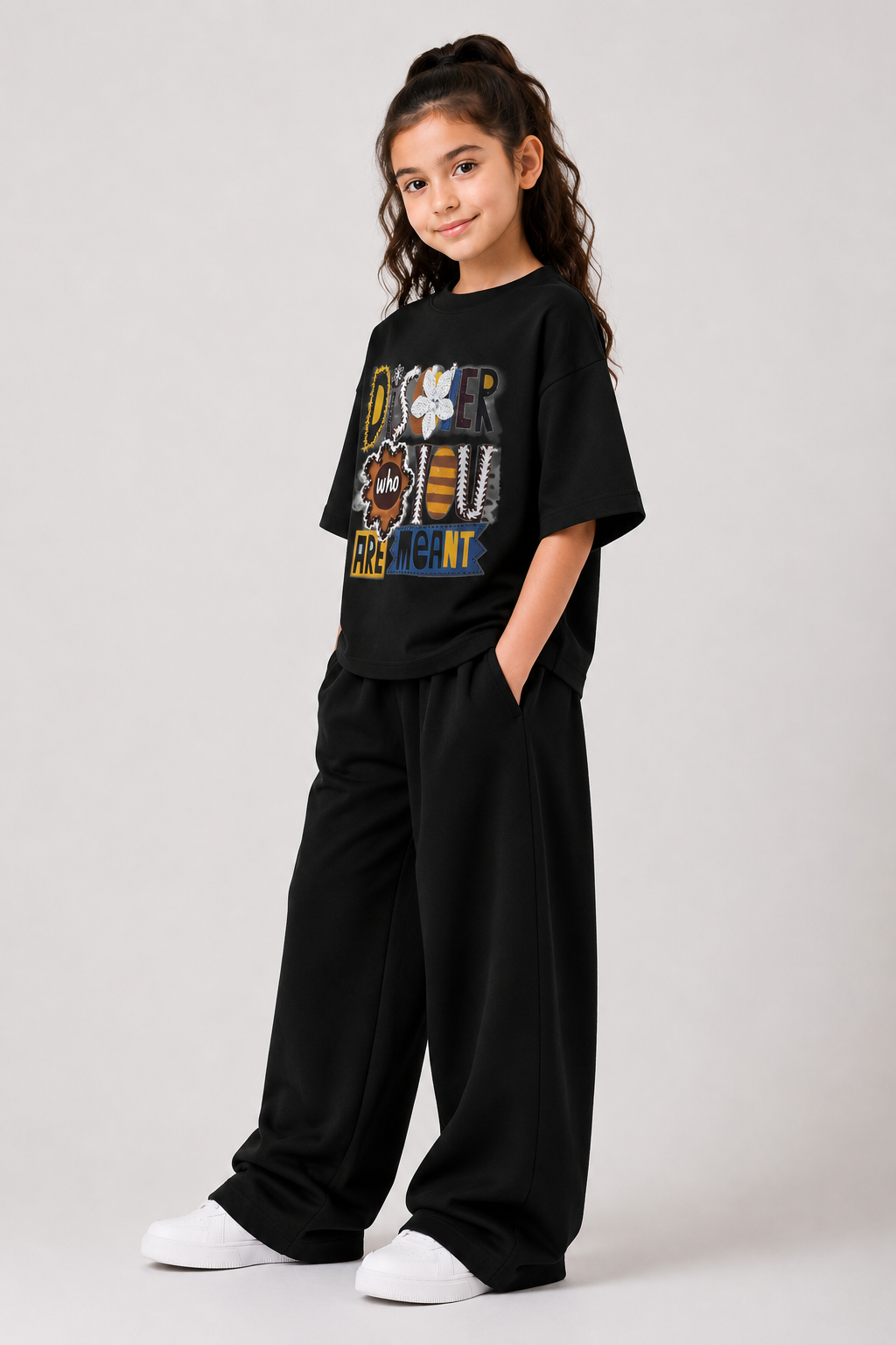 Black Disorder Graphic Drop-Shoulder Co-Ord Set