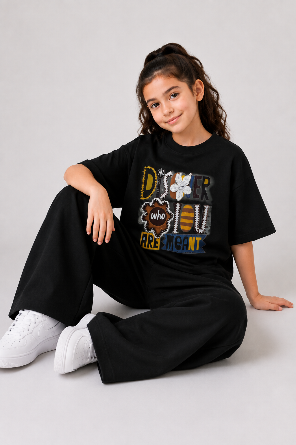 Black Disorder Graphic Drop-Shoulder Co-Ord Set