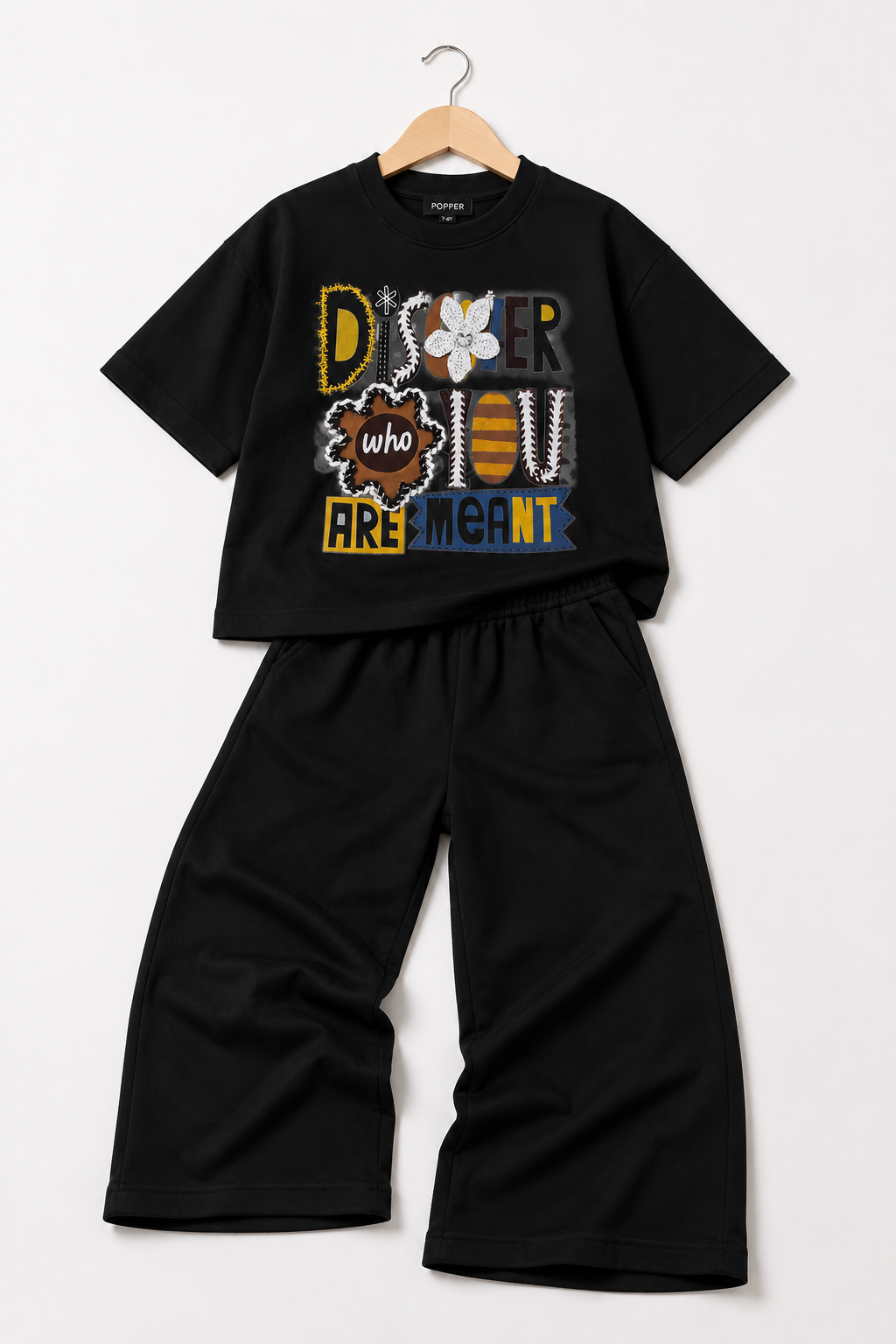 Black Disorder Graphic Drop-Shoulder Co-Ord Set