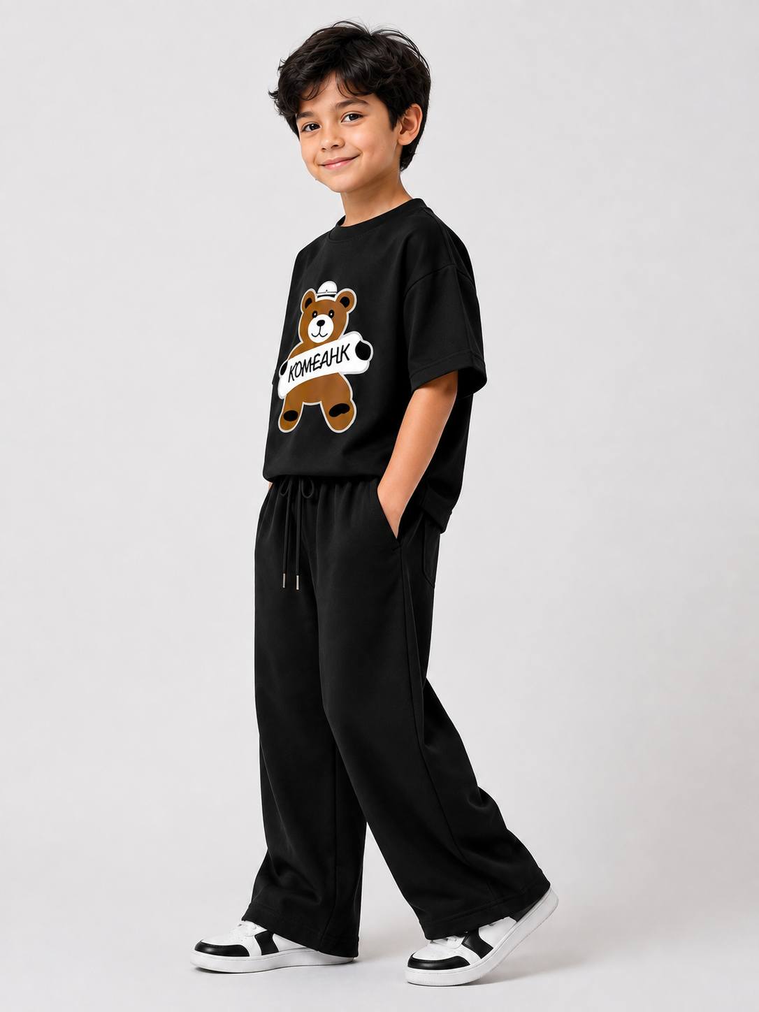Black Teddy Bear Graphic Co-Ord Set