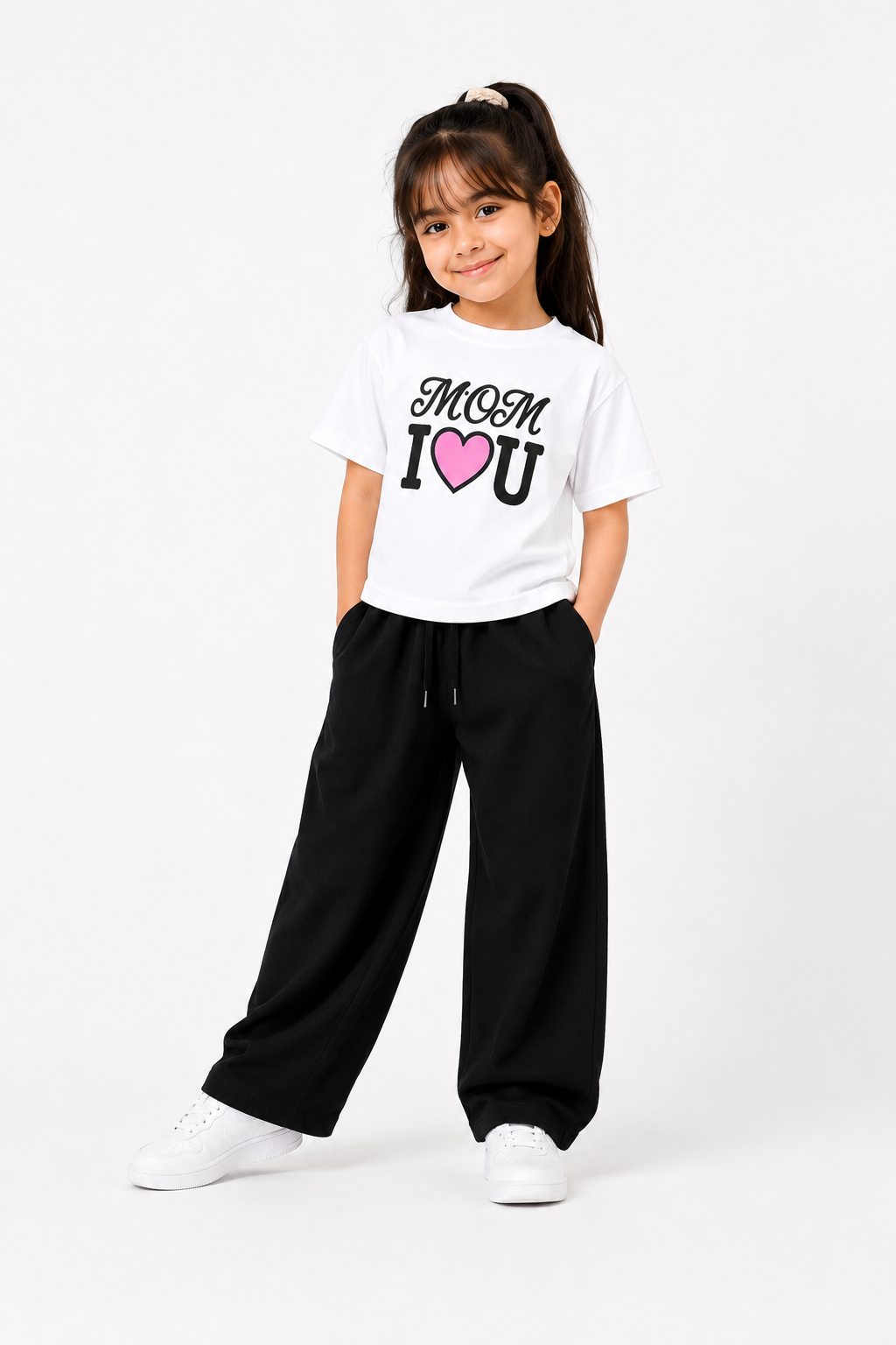 Mom I Love You White &amp; Black Co-Ord Set
