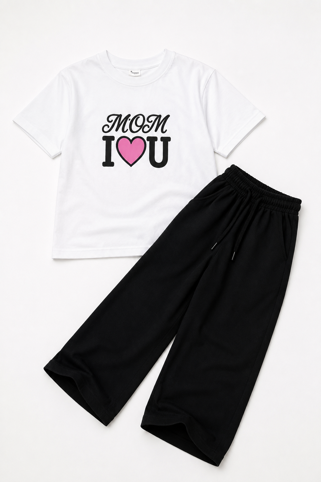 Mom I Love You White &amp; Black Co-Ord Set