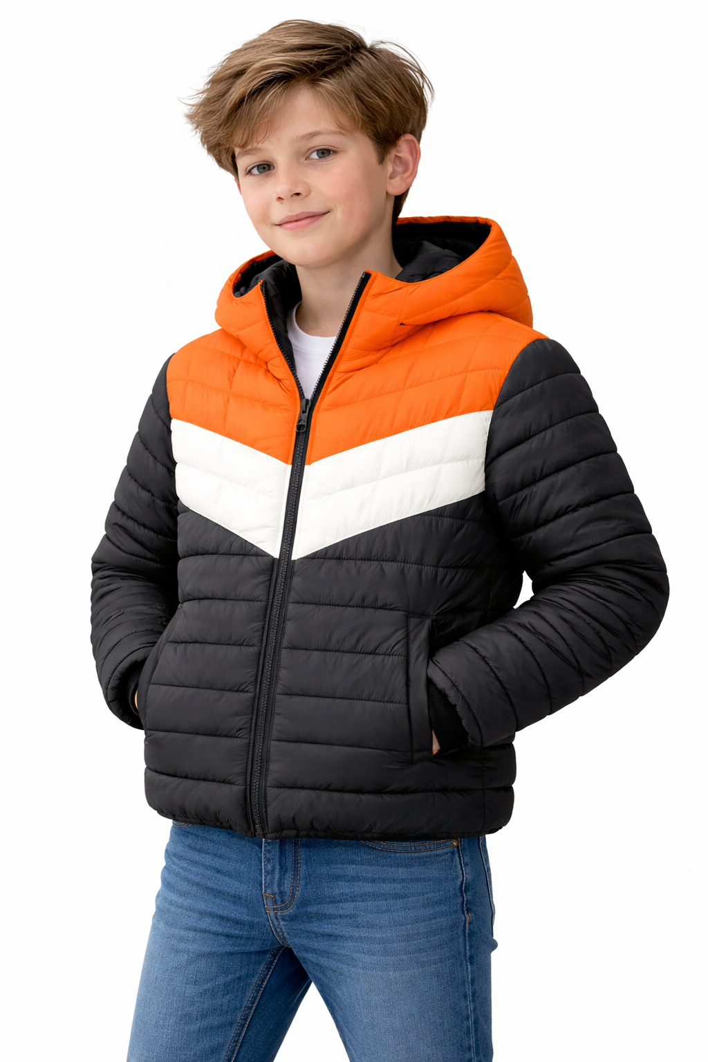 multi colour hoodie jacket orange white