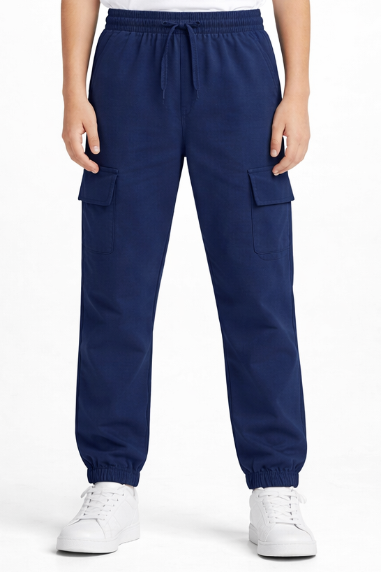 Kids Navy Blue Cargo Jogger Trouser