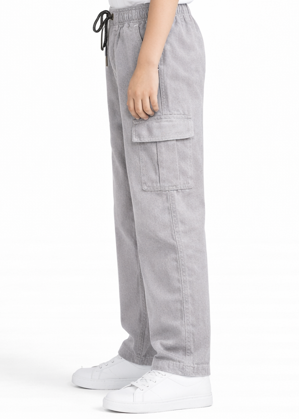 Kids Grey Cargo Pants