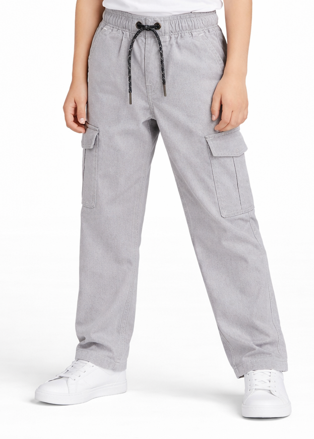 Kids Grey Cargo Pants