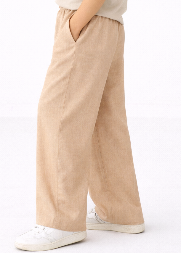 Kids Wide-Leg Beige  Pant