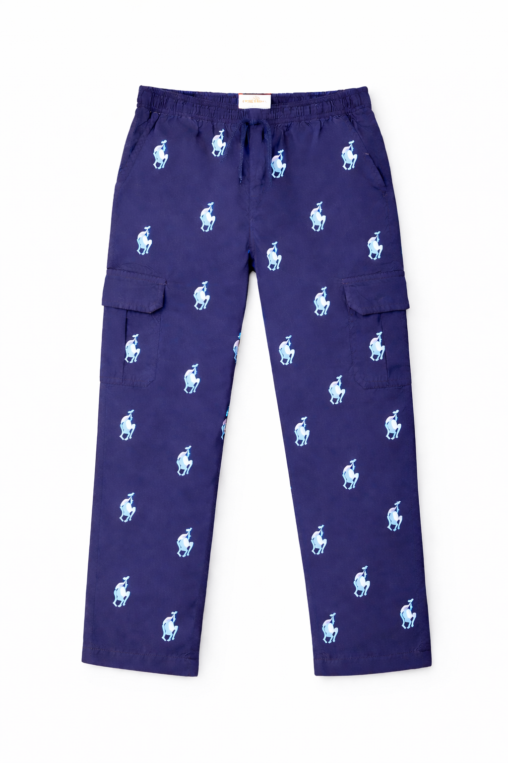 Kids Navy Blue Printed Cargo Pants