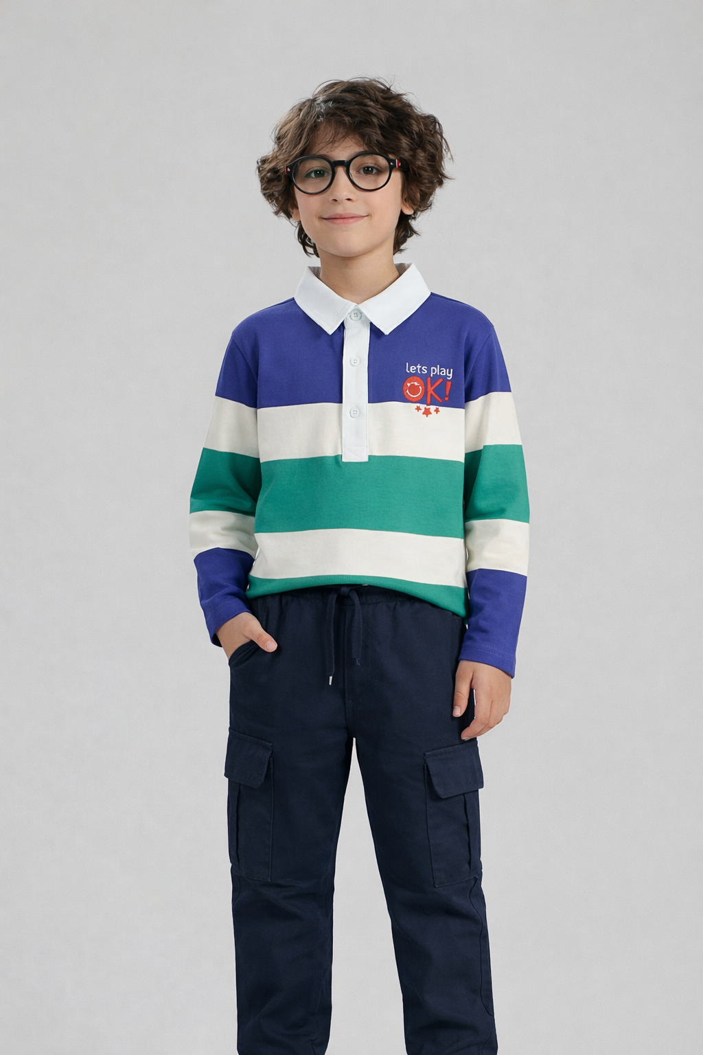 lets play Polo Shirt with Navy Cargo Trouser