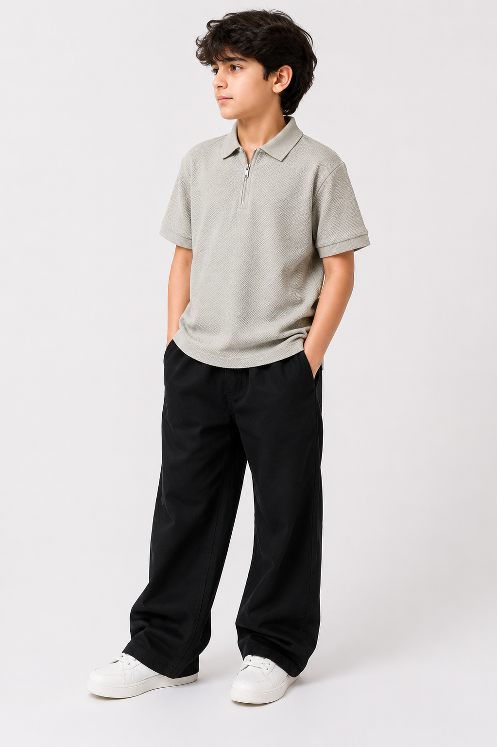 Kids Classic stone Grey Polo Shirt