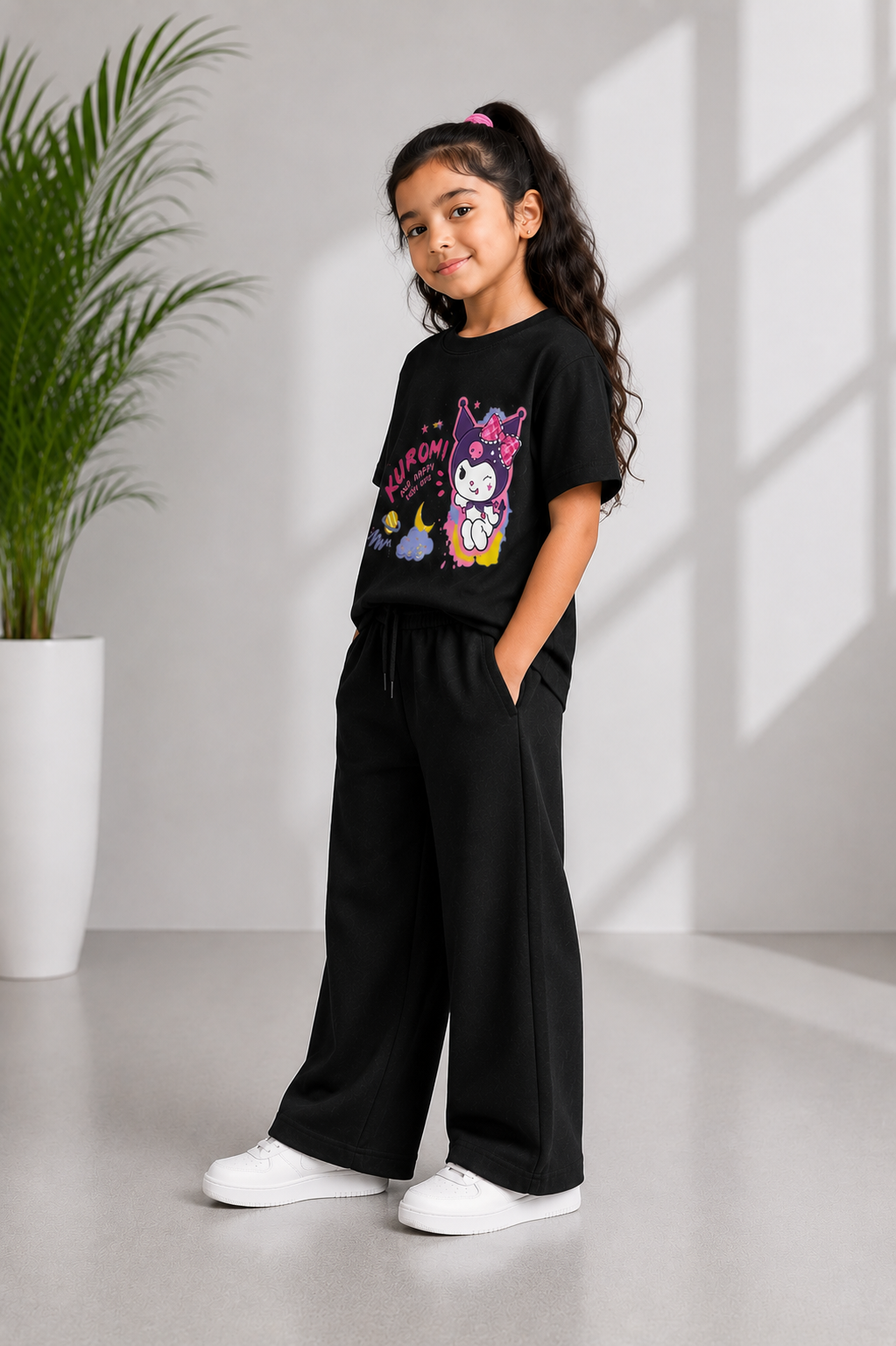 Kids Black Kuromi Graphic Co-Ord Set