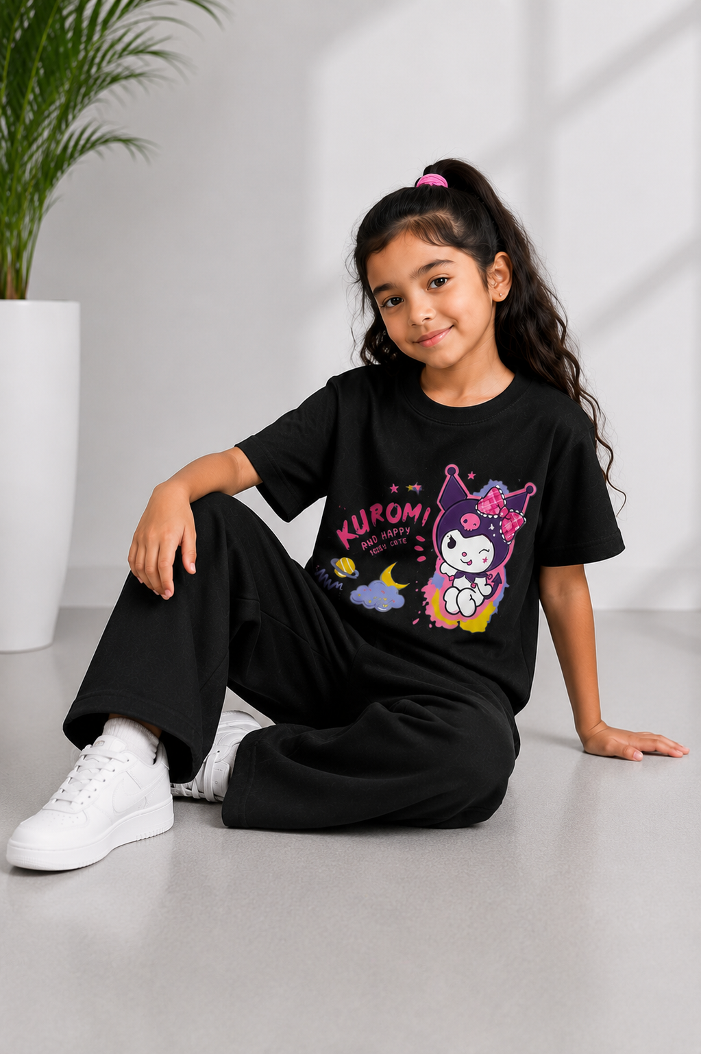 Kids Black Kuromi Graphic Co-Ord Set