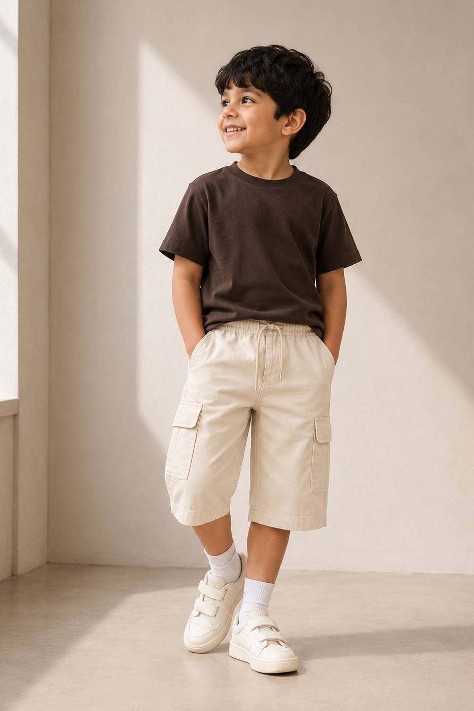 Boys off white Cargo Shorts